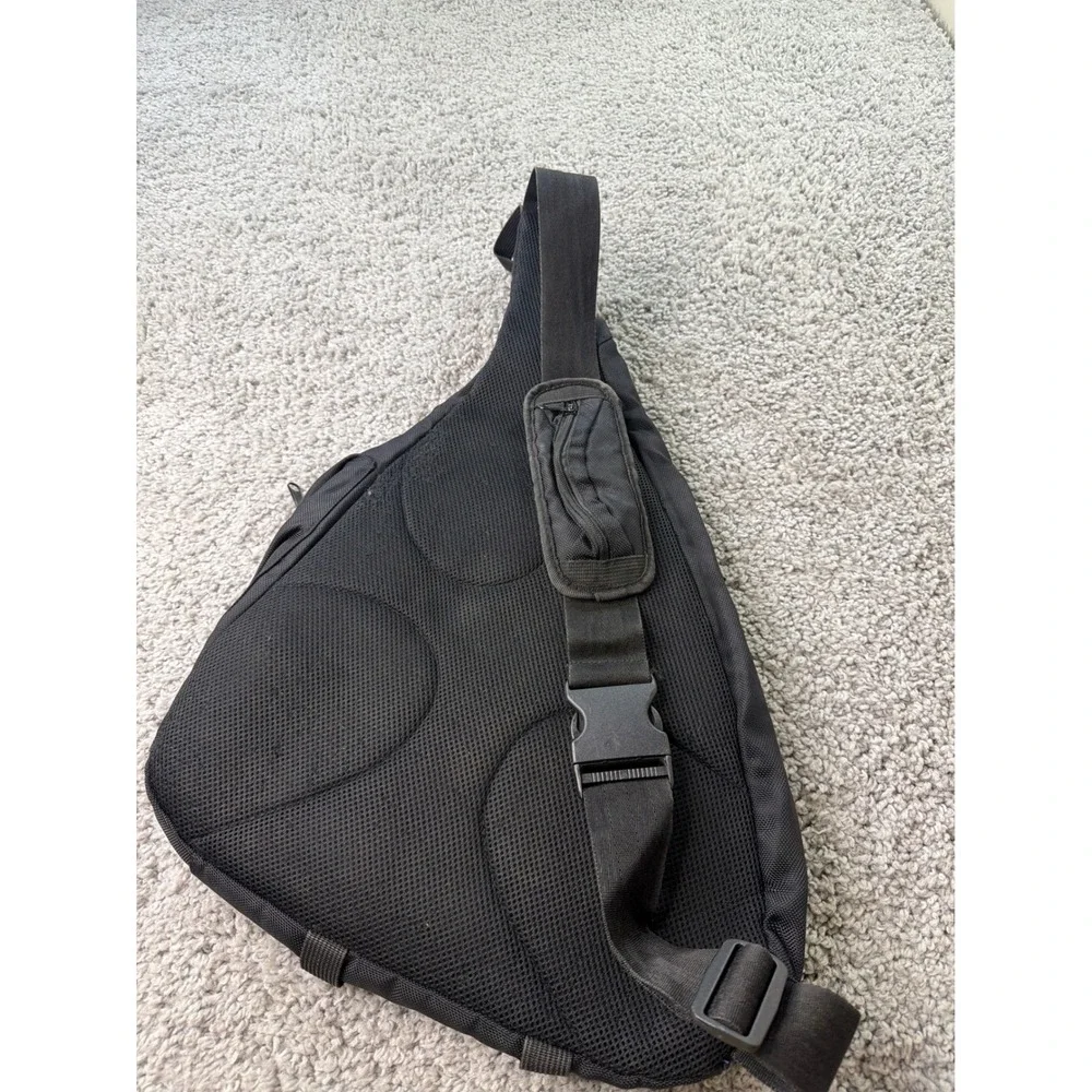 Vintage Gap Black Sling Bag Crossbody Backpack Techwear Blue Lining RN 54023